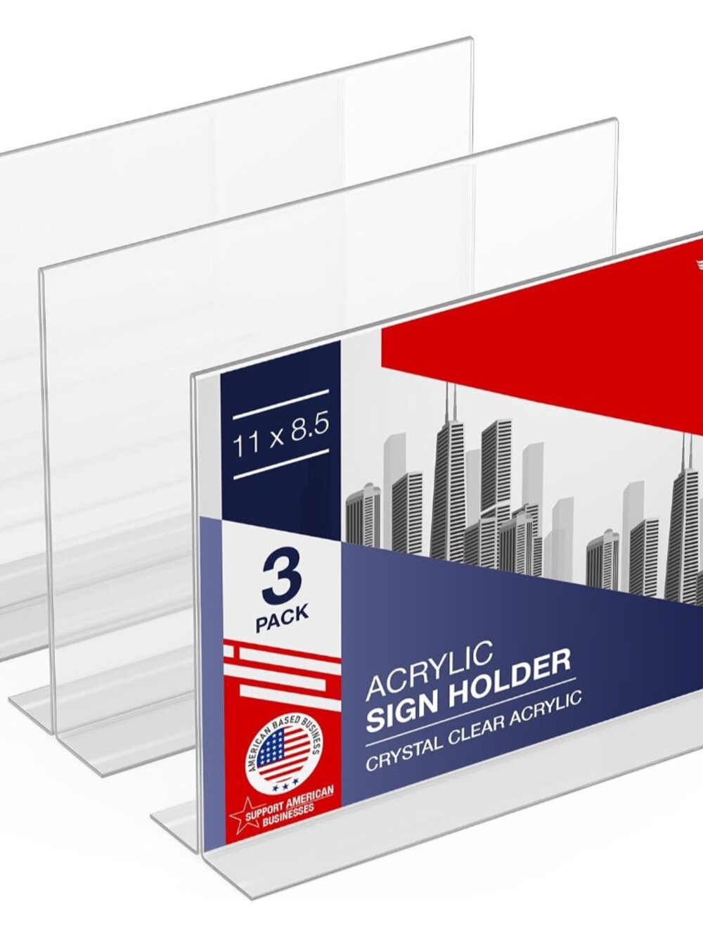 Acrylic Sign Holder 11 x 8.5 - Acrylic T Shape Table Top Display Stand, 3 Pack,
